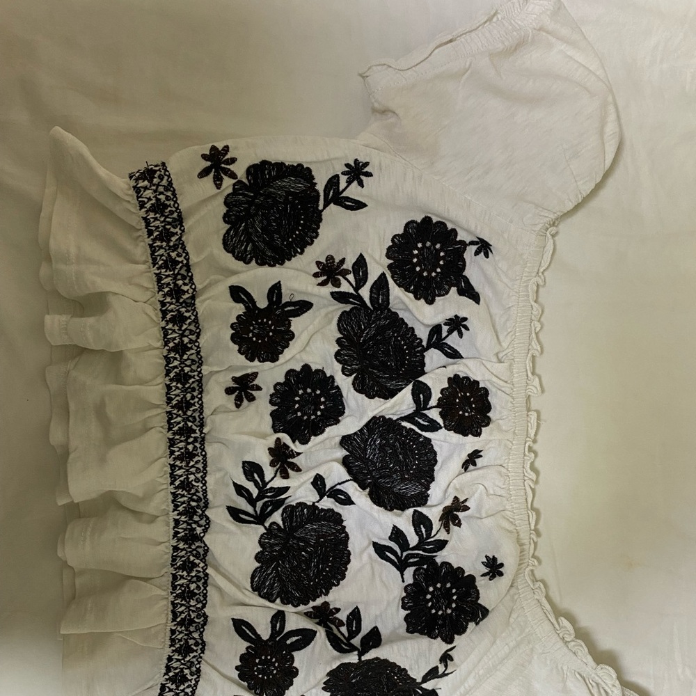 White shirt with black flowers